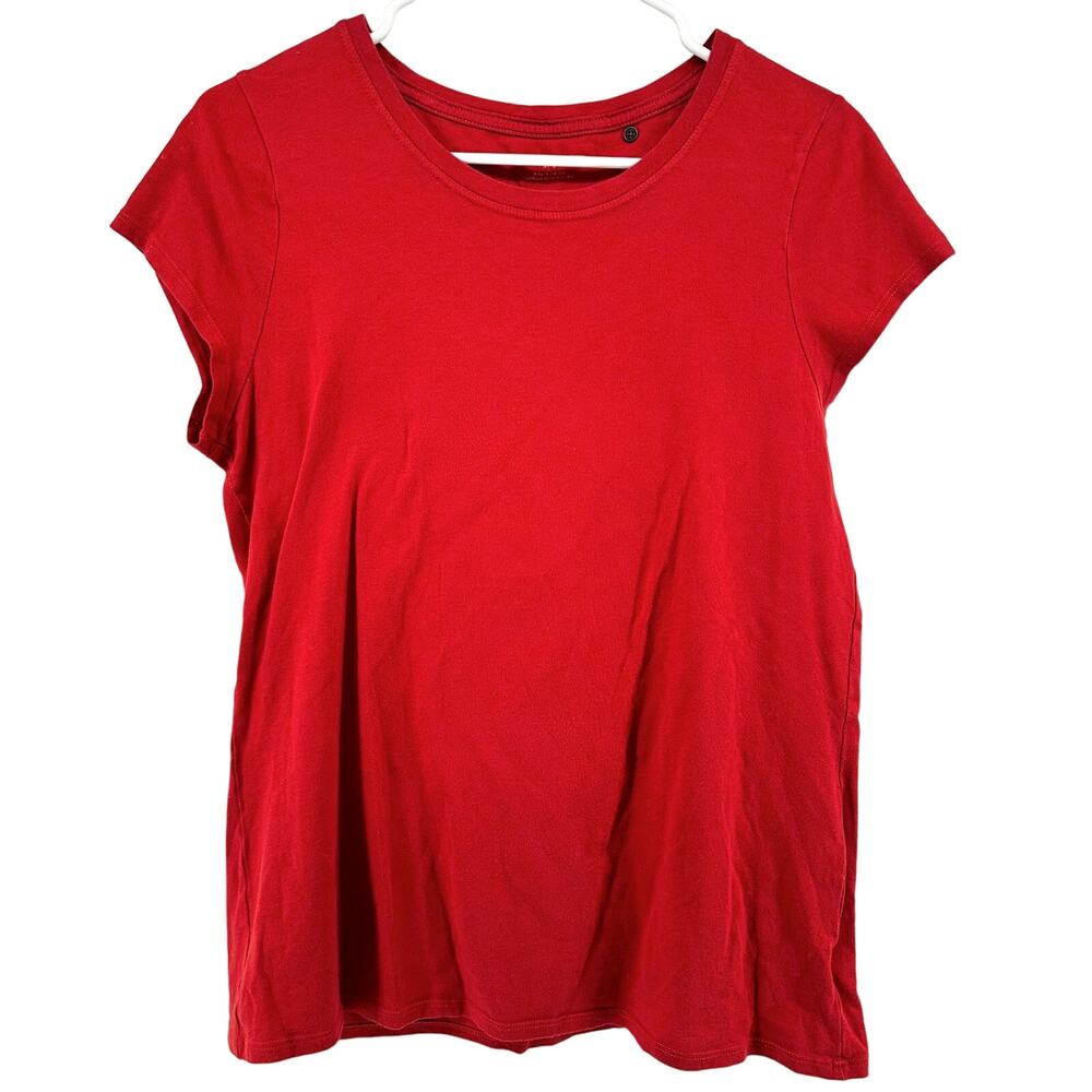 Anthropologie Pilcro Basic Tee T-Shirt Cap Sleeve Plain Casual 100% Cotton Red M